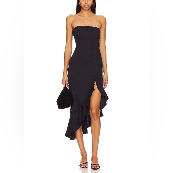 Free People Dresses & Skirts - Free People Made Me Blush Midi Dress Black Gauzy Boho Beachy NWOT S